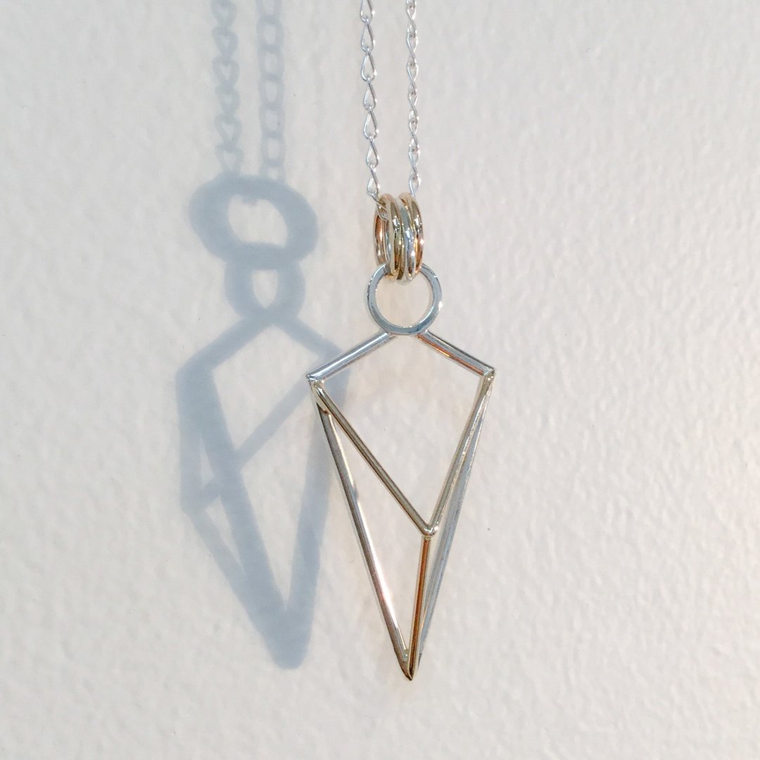 Geometric Arrow Pendant - Silver & Gold - Image 3