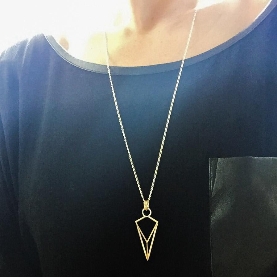 Geometric Arrow Pendant - Silver & Gold - Image 2
