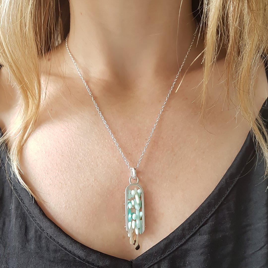 Celestial Small Ladder Pendant - Dyed Coral - Image 2