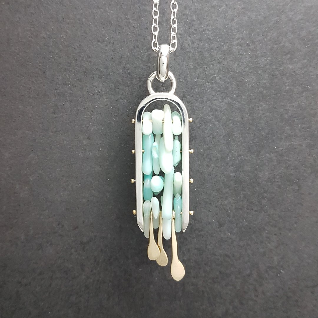 ladder pendant dyed coral