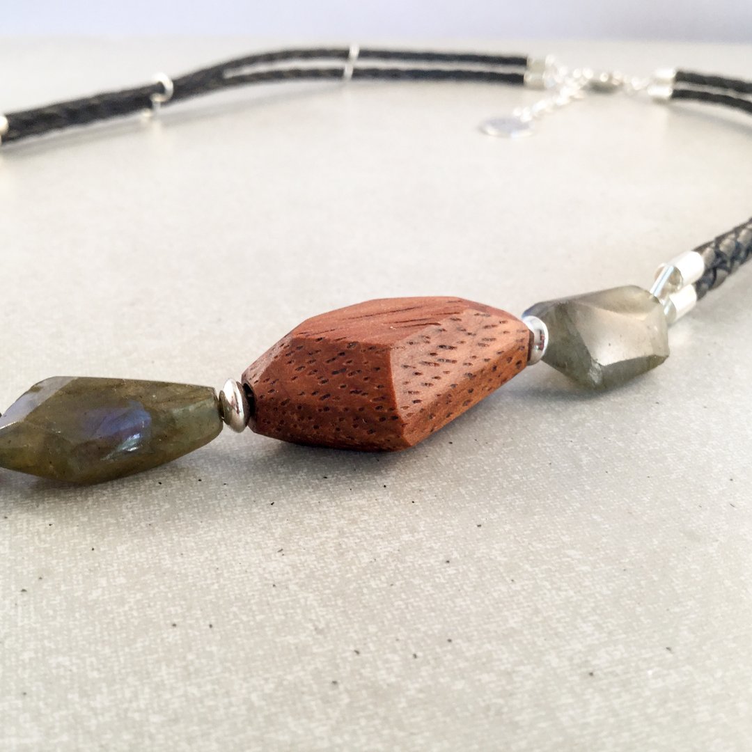 4 Element Necklace - Labradorite & Timber - Image 2