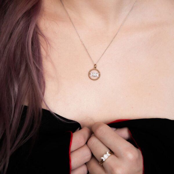 goddess pendant in yellow and white gold set with diamonds