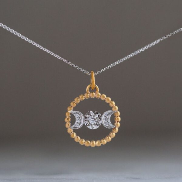 Goddess pendant yellow &white gold