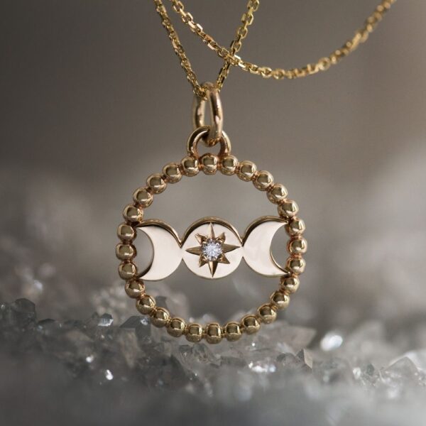 Goddess pendant yellow gold diamond set