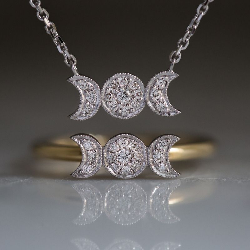 Goddess Ring - Yellow & White Gold, Pave Diamonds - Image 5