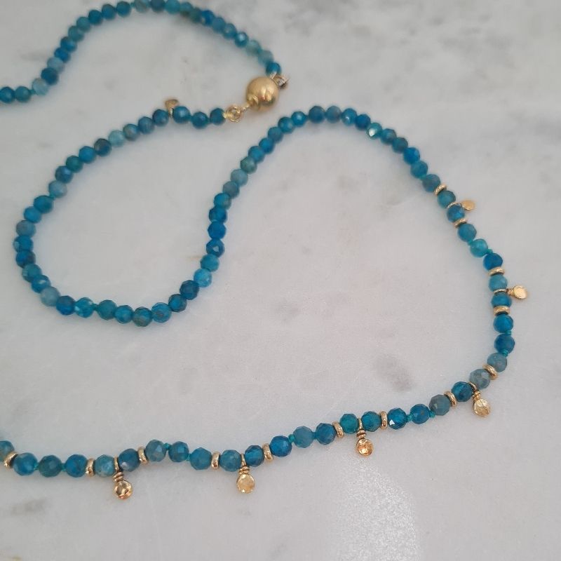 apatite & gold bead necklace