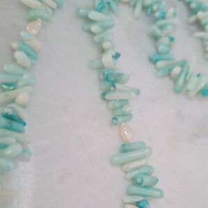 dyed coral and pearl necklace