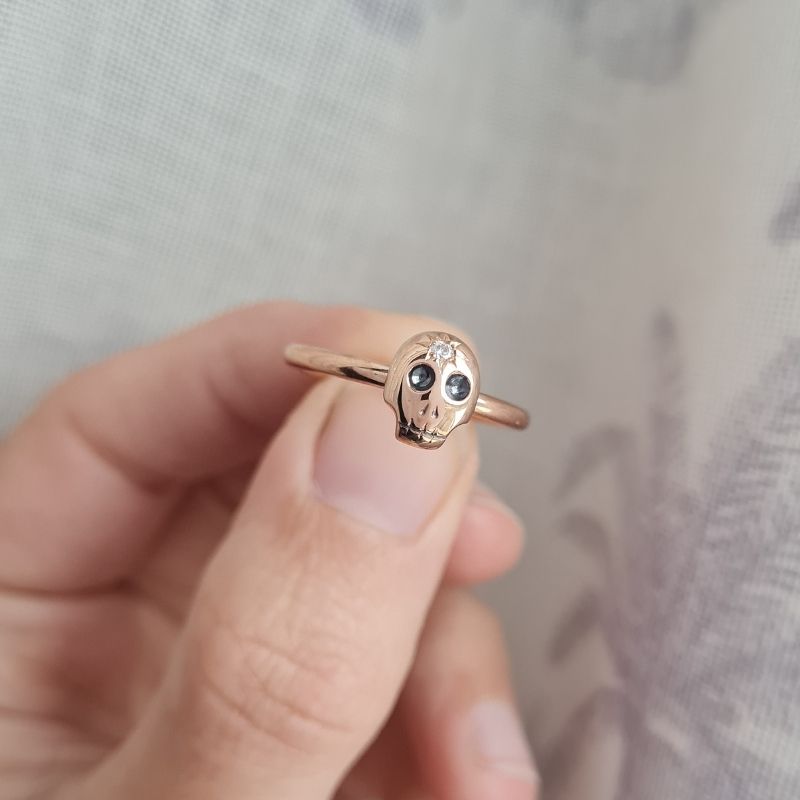 The Hunter - Shrunken Head Ring, Rose Gold & Diamond - Image 5