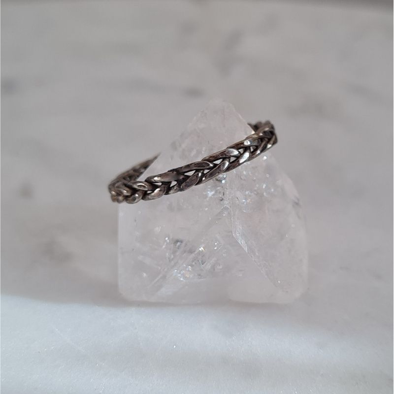 plaited ring black silver