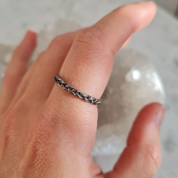 plaited ring black silver
