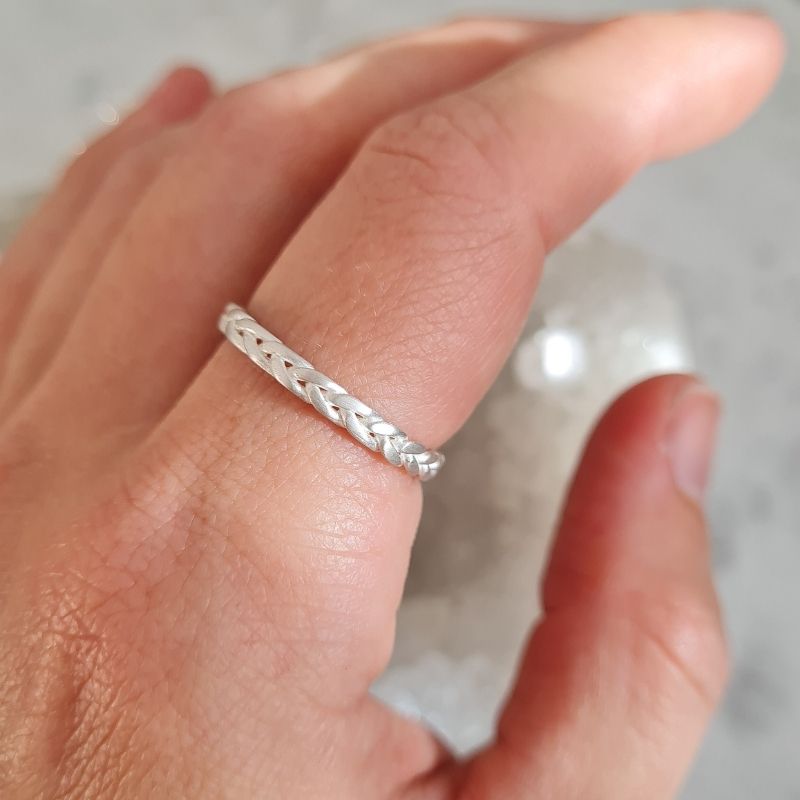 plaited stacking ring silver