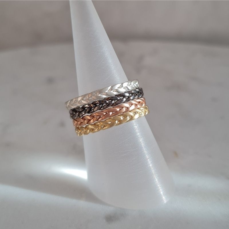 Plaited Stacking Ring - Black Silver - Image 4