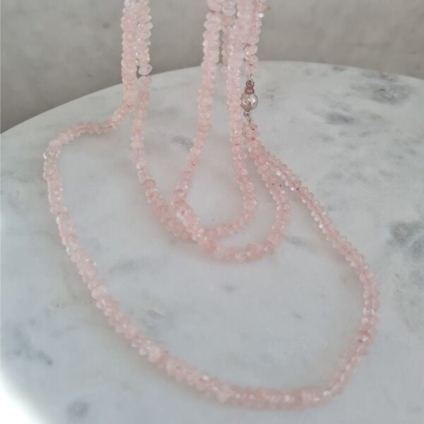 Rose quartz long necklace