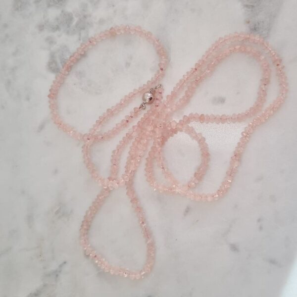 Rose quartz long necklace