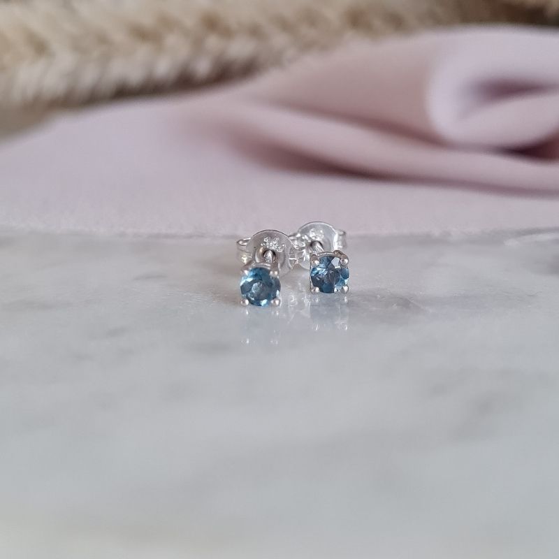 Mini Studs - White Gold & Topaz - Image 4