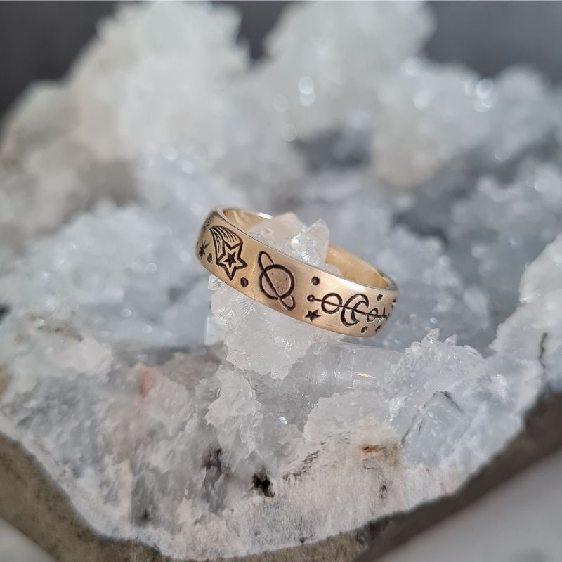 Celestial Band - Yellow Gold, Black Engraved - Image 2