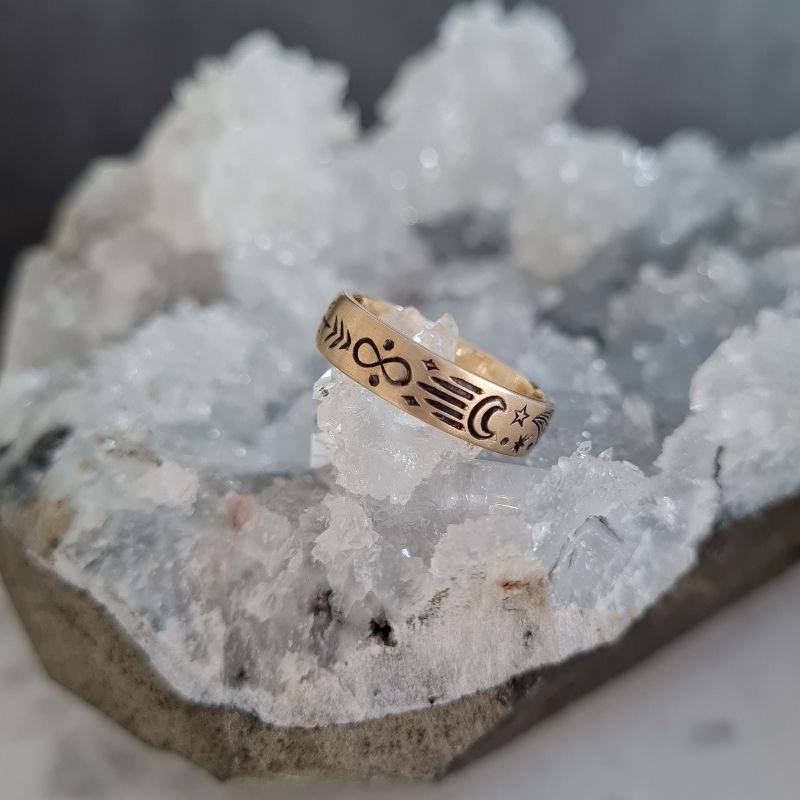 Celestial Band - Yellow Gold, Black Engraved - Image 3