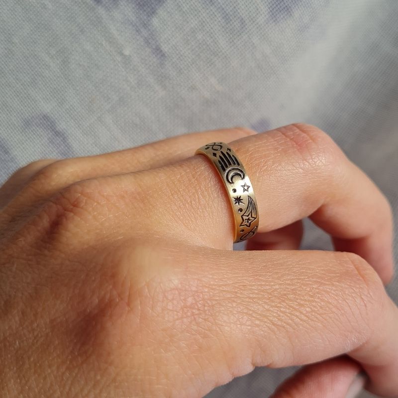 Celestial Band - Yellow Gold, Black Engraved - Image 6