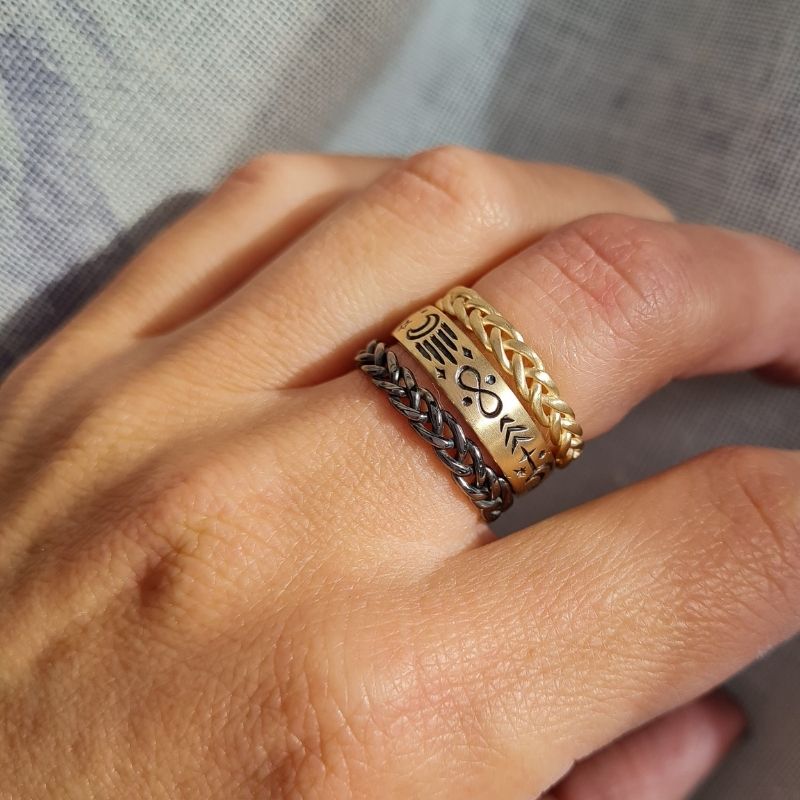 Celestial Band - Yellow Gold, Black Engraved - Image 4