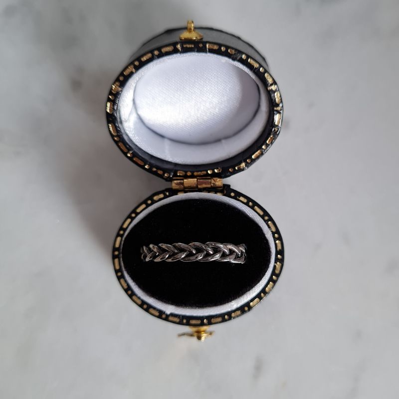 plaited stacking ring black plated silver