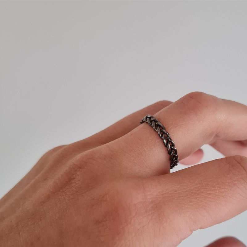Braided Stacking Ring - Black Plated - Image 3