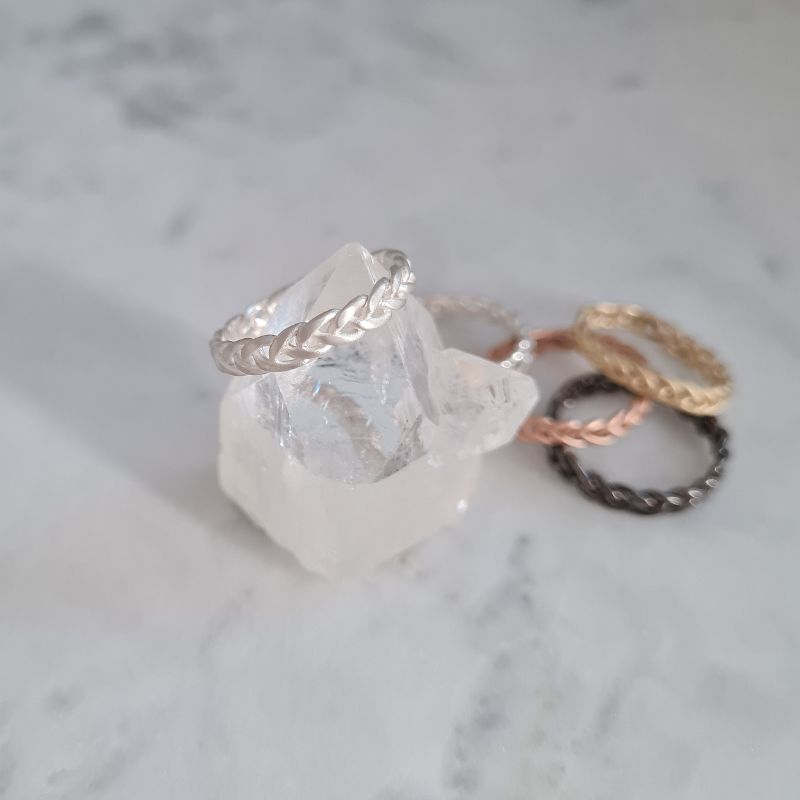 plaited stacking ring medium silver