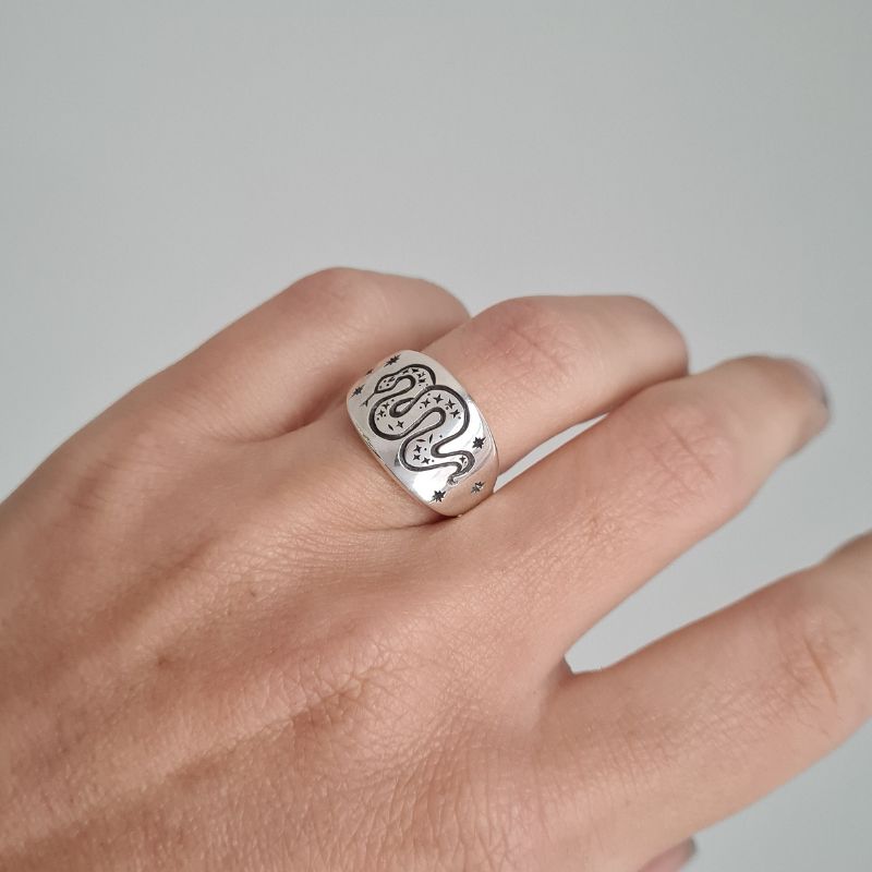 Snake Art Ring - Silver - Image 3