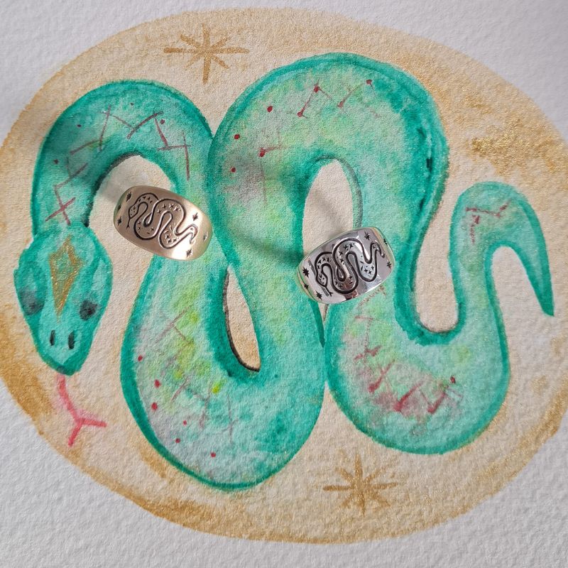 Snake art rings on inspirational artwork
