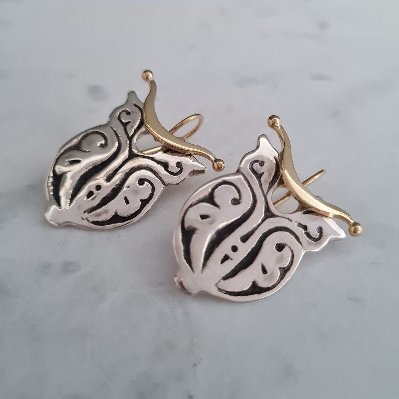 Rus Earrings - Silver and Gold - Image 2
