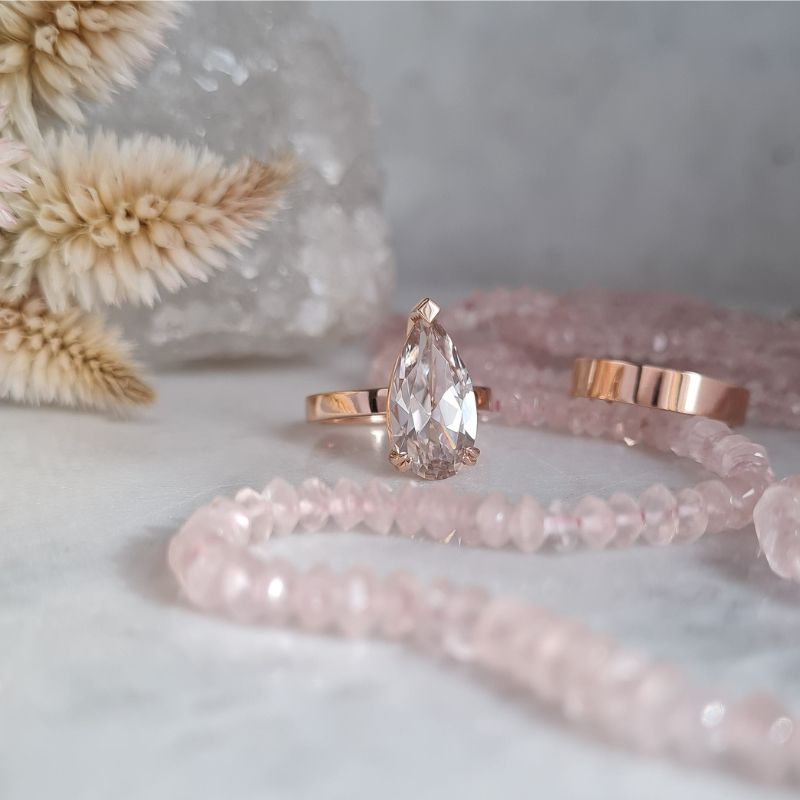 Zircon Pear Shape Solitaire Ring - Rose Gold - Image 2
