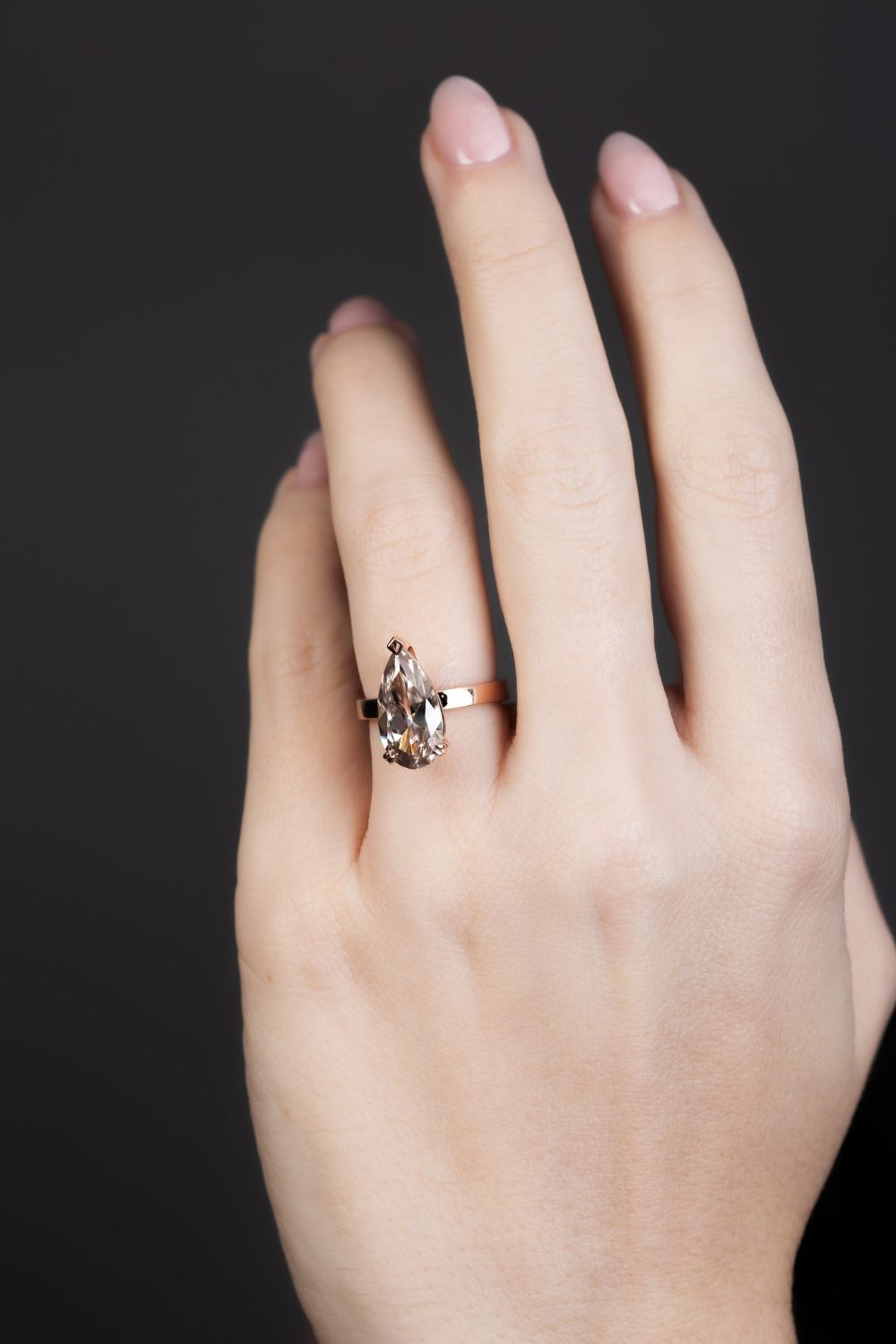 Zircon Pear Shape Solitaire Ring - Rose Gold - Image 9