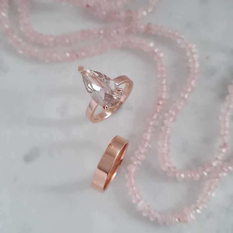 Zircon Pear Shape Solitaire Ring - Rose Gold - Image 3