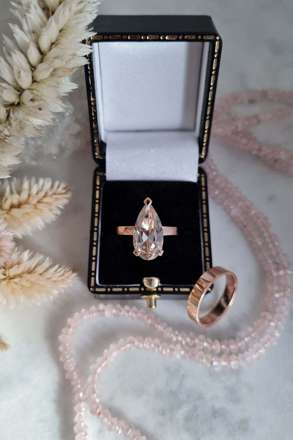 Zircon Pear Shape Solitaire Ring - Rose Gold - Image 6