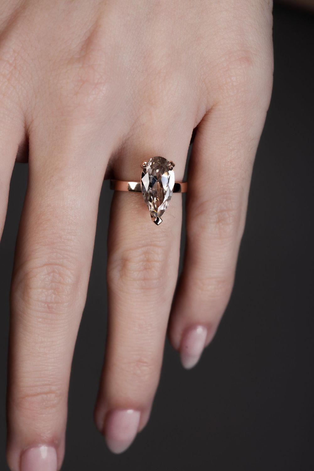 Zircon Pear Shape Solitaire Ring - Rose Gold - Image 10