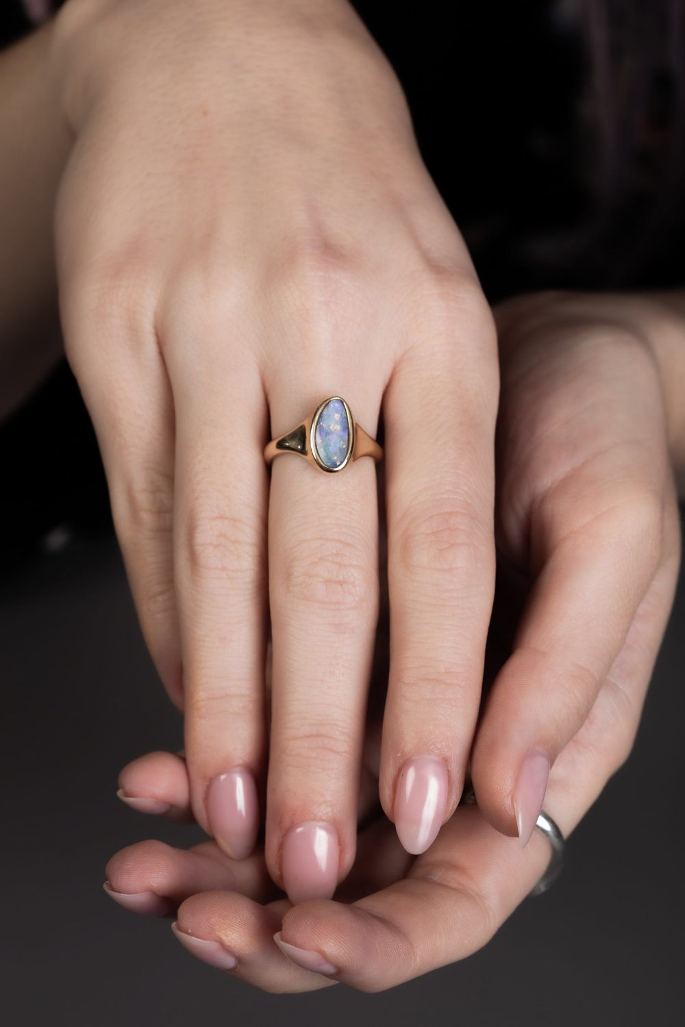 Opal Solitaire Ring - Yellow Gold - Image 3