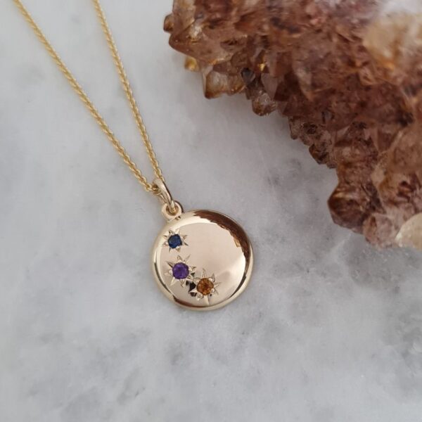 Constellation-pendant-round-yellow-gold-amethyst-citrine-sapphire-juju-gems-jewellery
