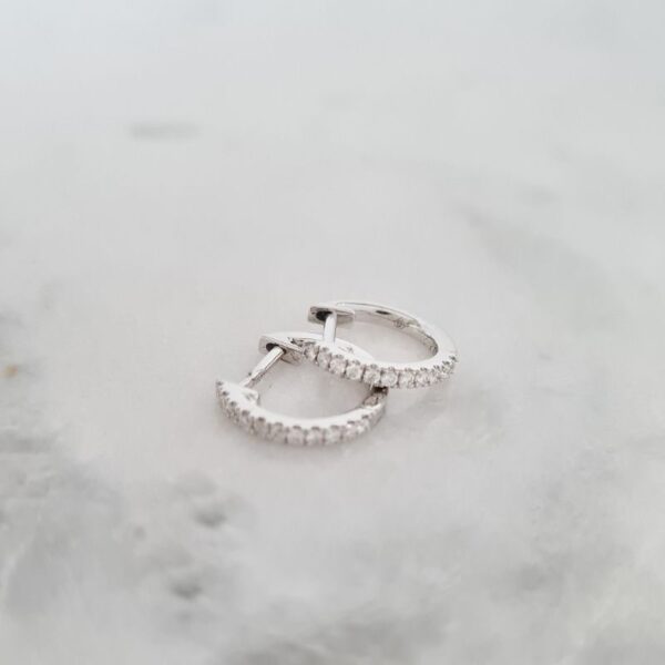 diamond huggie earrings in white gold
