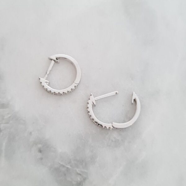 juju gems jewellery diamond huggie earrings in white gold