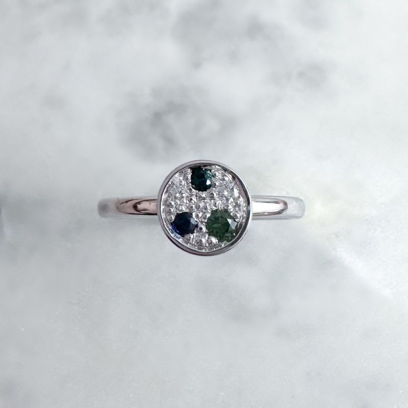 Petite Galaxy Ring - White Gold, Sapphire, Tourmaline and Diamond - Image 2