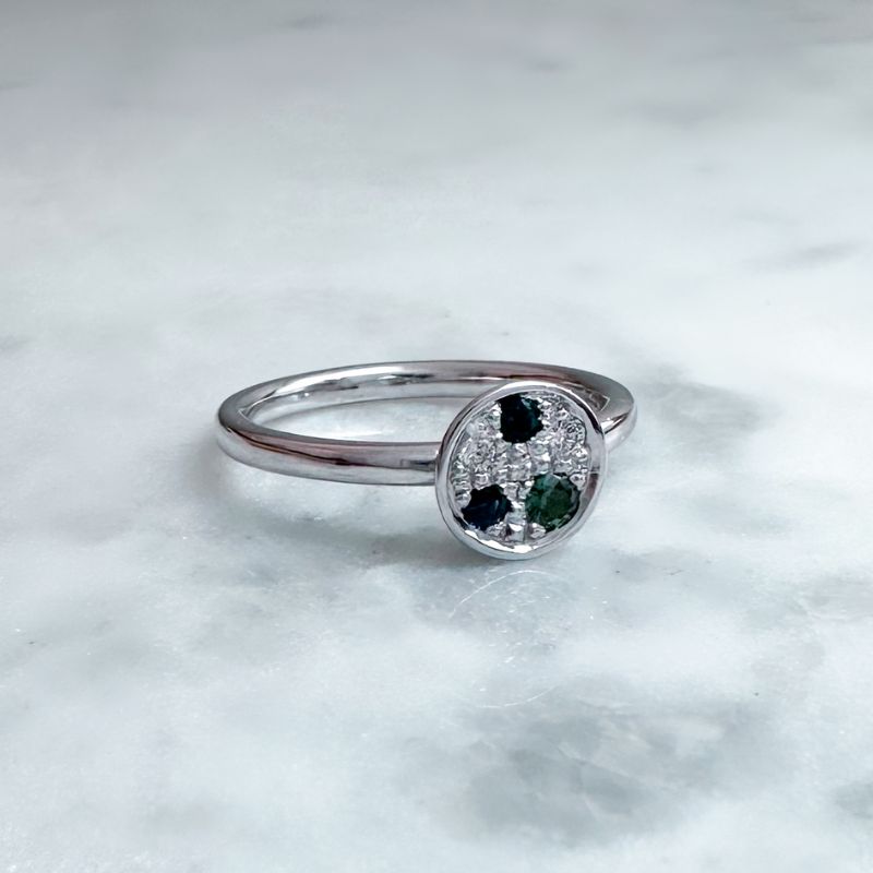 Petite Galaxy Ring - White Gold, Sapphire, Tourmaline and Diamond - Image 6