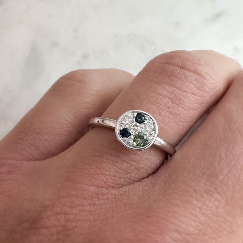Petite Galaxy Ring - White Gold, Sapphire, Tourmaline and Diamond - Image 3
