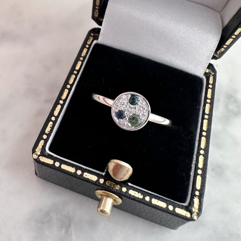 Petite Galaxy Ring - White Gold, Sapphire, Tourmaline and Diamond - Image 5