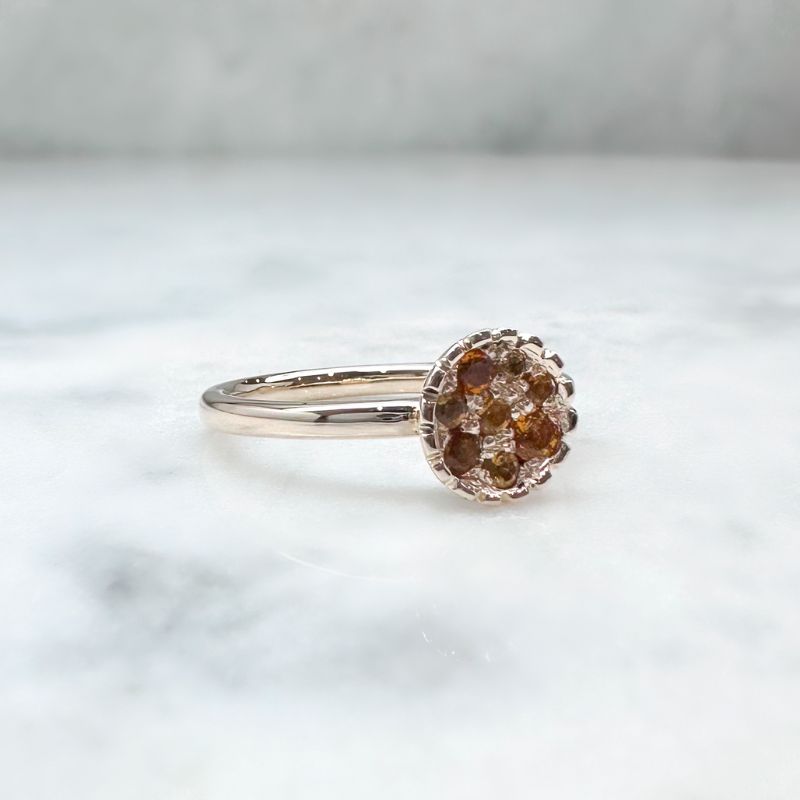The Petite Galaxy ring, wear alone or stacked with other favourites. Solid 9ct yellow gold, featuring citrine gemstones of different sizes and shades.