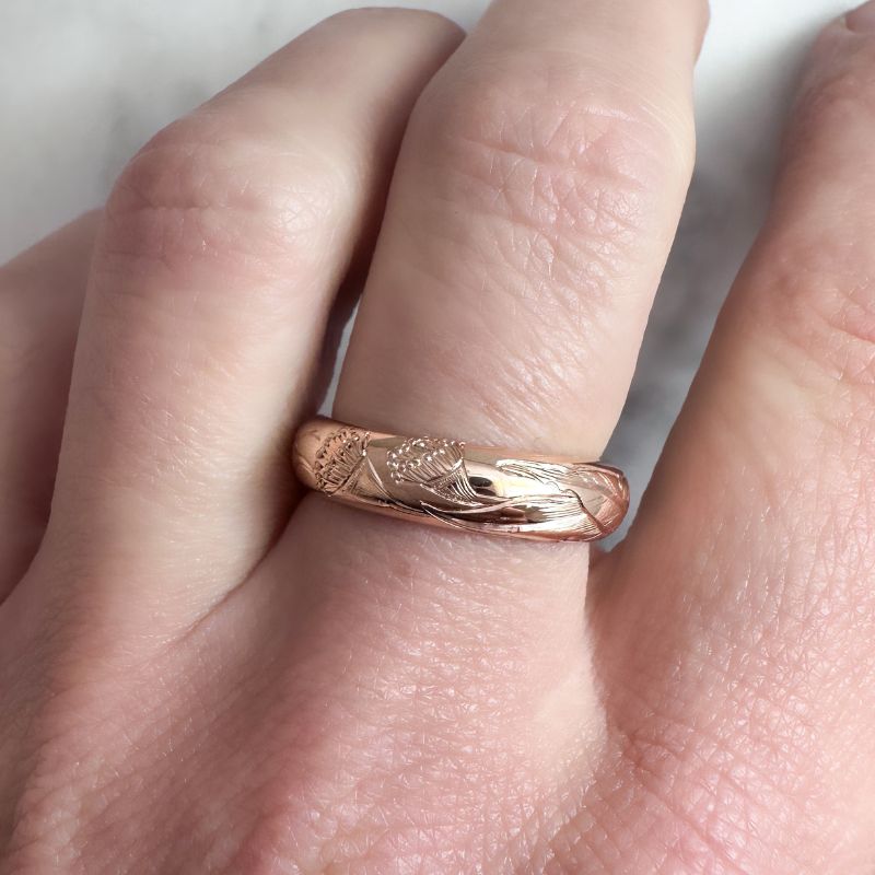 Rose Gold Flowering Gum Engraved Ring - Image 7