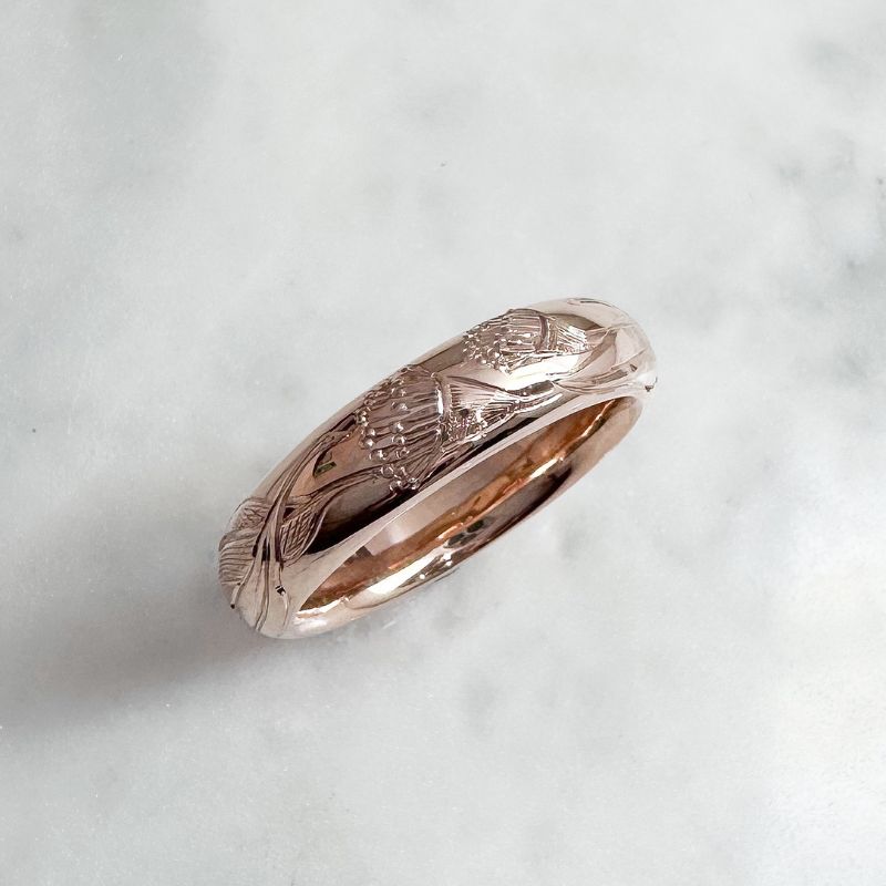 Rose Gold Flowering Gum Engraved Ring - Image 5