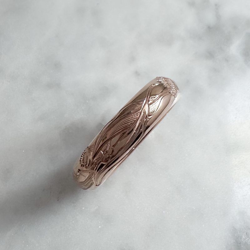 Rose Gold Flowering Gum Engraved Ring - Image 3