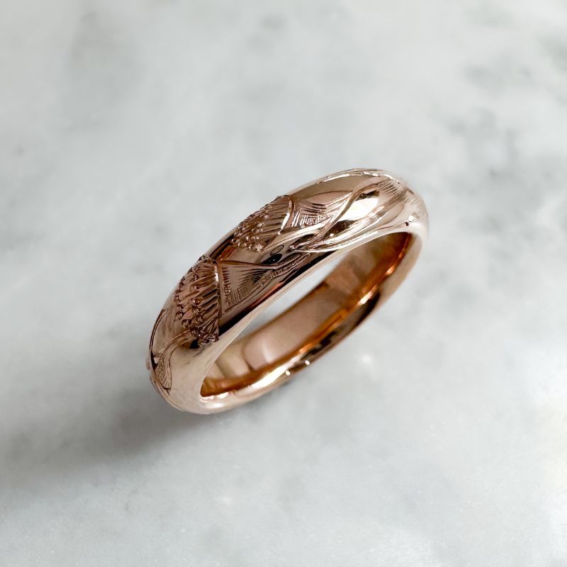Rose Gold Flowering Gum Engraved Ring - Image 2