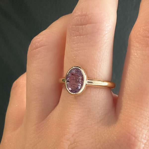 unique gemstone ring in yellow gold
