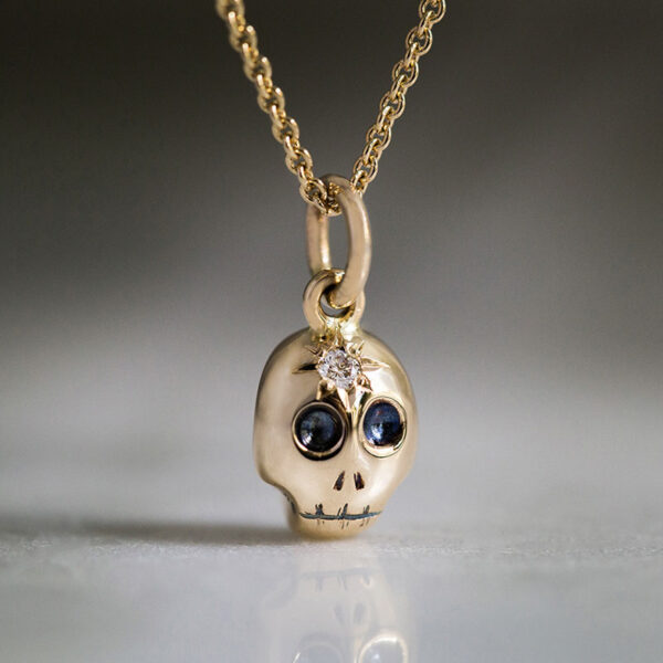The Hunter - Shrunken Head Pendant, Yellow Gold & Diamond