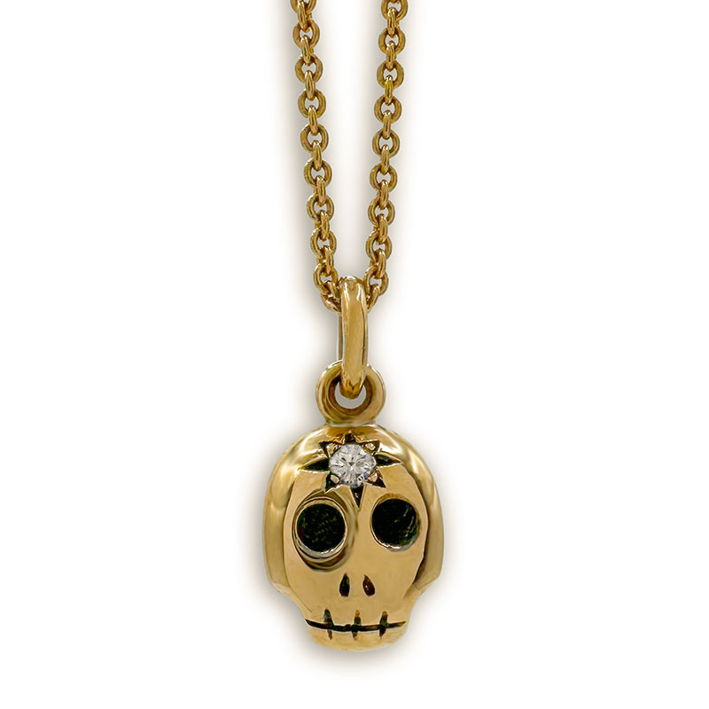 The Hunter - Shrunken Head Pendant, Yellow Gold & Diamond - Image 3
